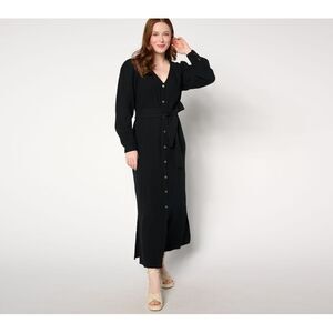 Peace Love World Women's Petite Dress PS Boheme Gauze Button-Front Black A647723